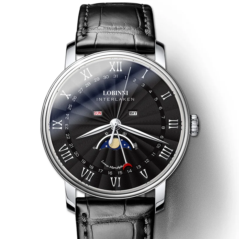 Швейцарские роскошные Брендовые мужские часы LOBINNI Sapphire водонепроницаемые