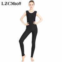 lzcmsoft womens teamwear tank unitard comfortable stretchy lycra black sleeveless unitards bodysuit jumpsuit no zipper