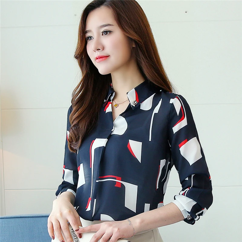 Осень 2018 г. Новый одежда с длинным рукавом Женская Повседневная шифоновая для