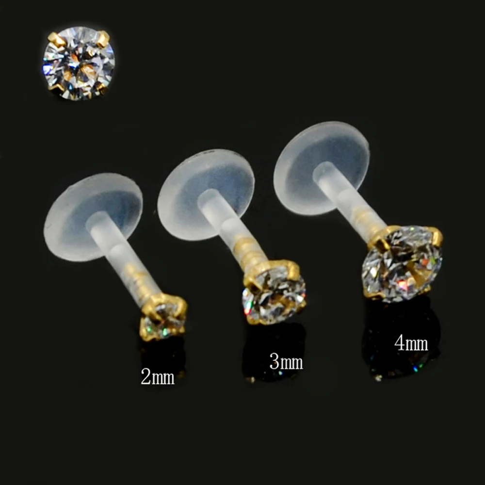 Showlove-1pcs из нержавеющей стали с цирконом гибкий биопластиковый Лабрет, Монро кольцо для губ Tragus хрящевой пирсинг полоска с основной частью ювелирные изделия 16 г
