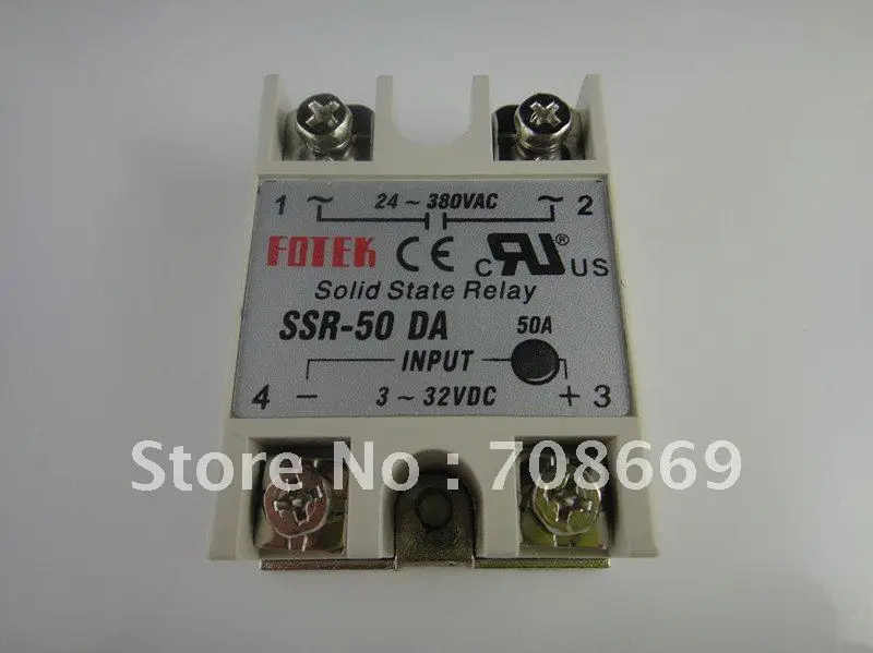 

Твердотельное реле SSR-50DA 50A /250V 3-32VDC 24-380VAC