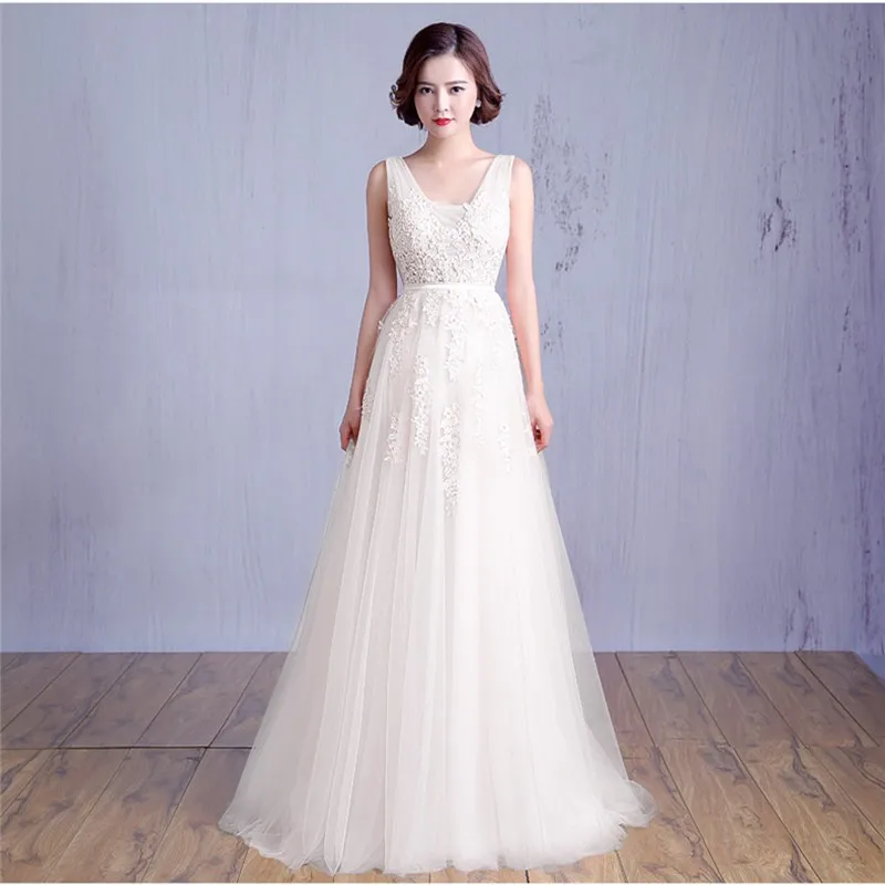 Дешевые Белый Кот Boho Пляж Свадебные Платья 2017 Жемчуг Кружева Тюль Line Мантия Де