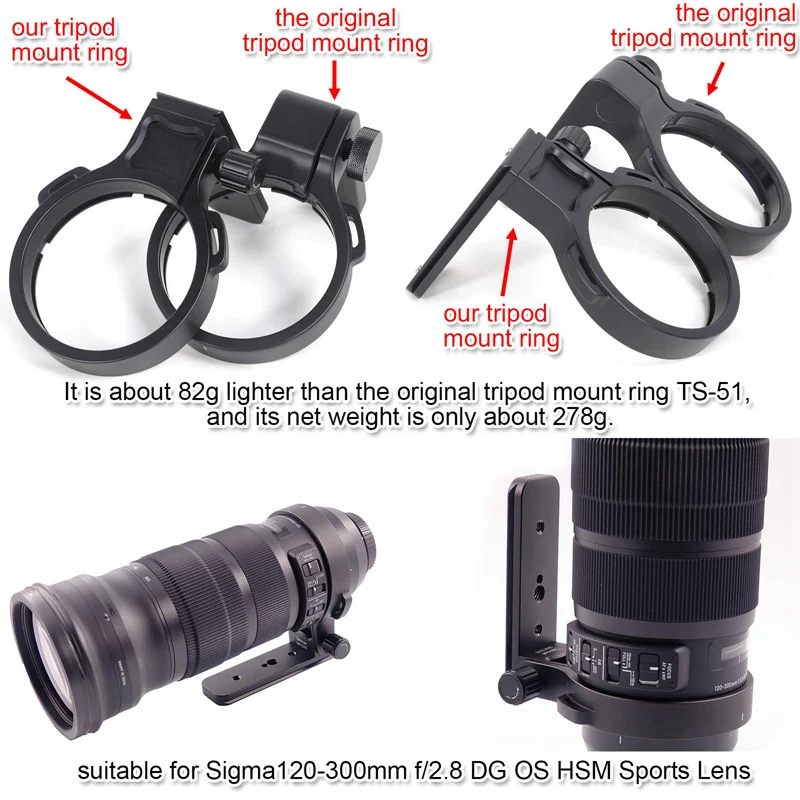 IShoot Объектив воротник поддержка для Sigma120-300mm f/2,8 DG OS HSM Спортивная тренога крепление кольцо заменить база Arca swiss RRS Совместимость