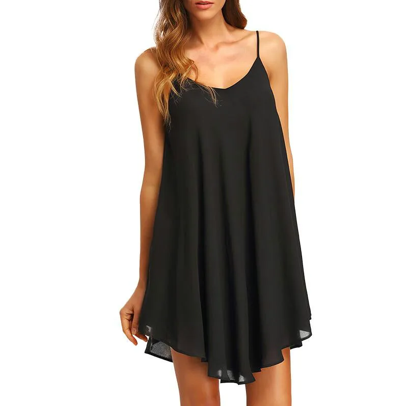 Летнее платье пляжное из шифона женское Повседневное большого размера 2017 летнее