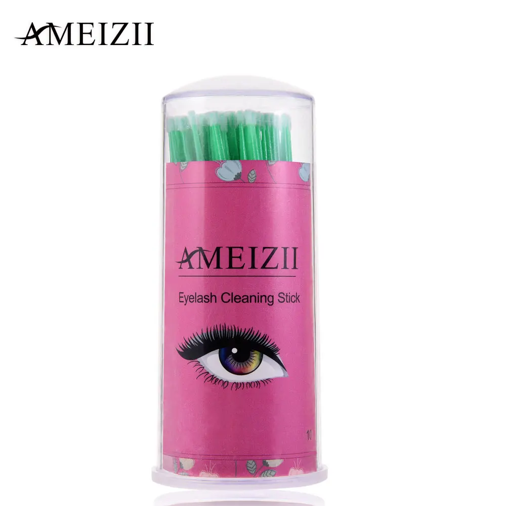 AMEIZII 100 шт./упак. прочный Micro кисти для макияжа накладные ресницы индивидуальные одноразовые Кисти аппликаторы палочки инструменты для макияжа - Handle Color: Light Green M