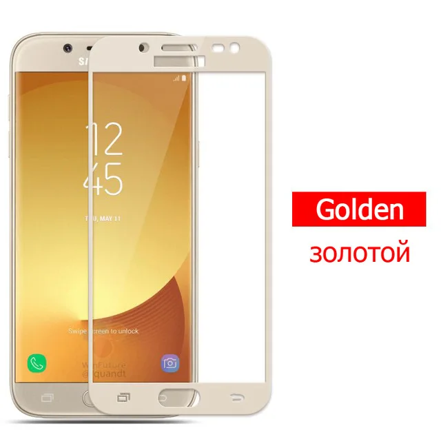 Gold Полностью покрывающее закаленное Стекло для samsung J3 J5 J7 SM-J330 J530 J730 Защитная стеклянная пленка для экрана для SM J330F J530F J7 - Цвет: Gold