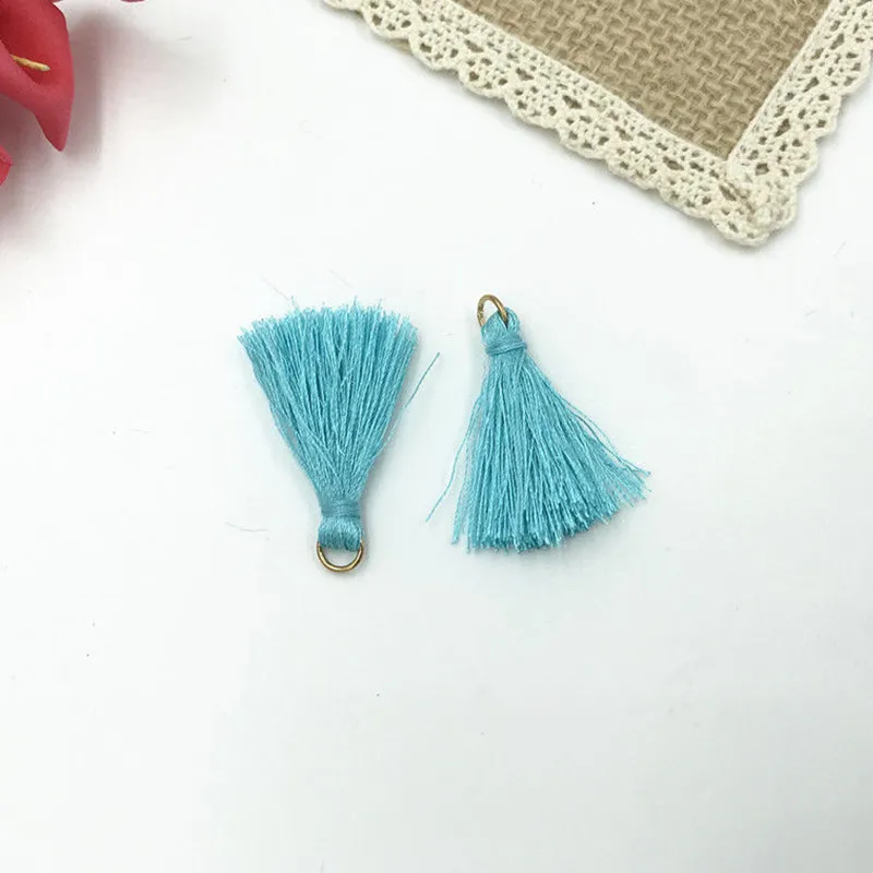 Lake blue--40PCS DIY 40 шт шелковые кисточки кулон сумка серьги ювелирные изделия брелок аксессуары 35 мм - Цвет: Lake blue--40PCS