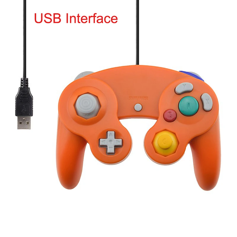 Для Gamecube контроллер USB проводной ручной джойстик для NAND для NGC GC контроллер для MAC компьютера ПК геймпад - Цвет: USB Interface Orange