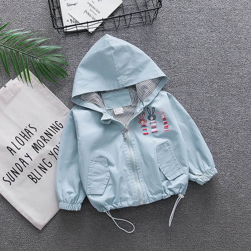 Детская куртка пальто новая модная ветровка с рисунком кролика для маленьких