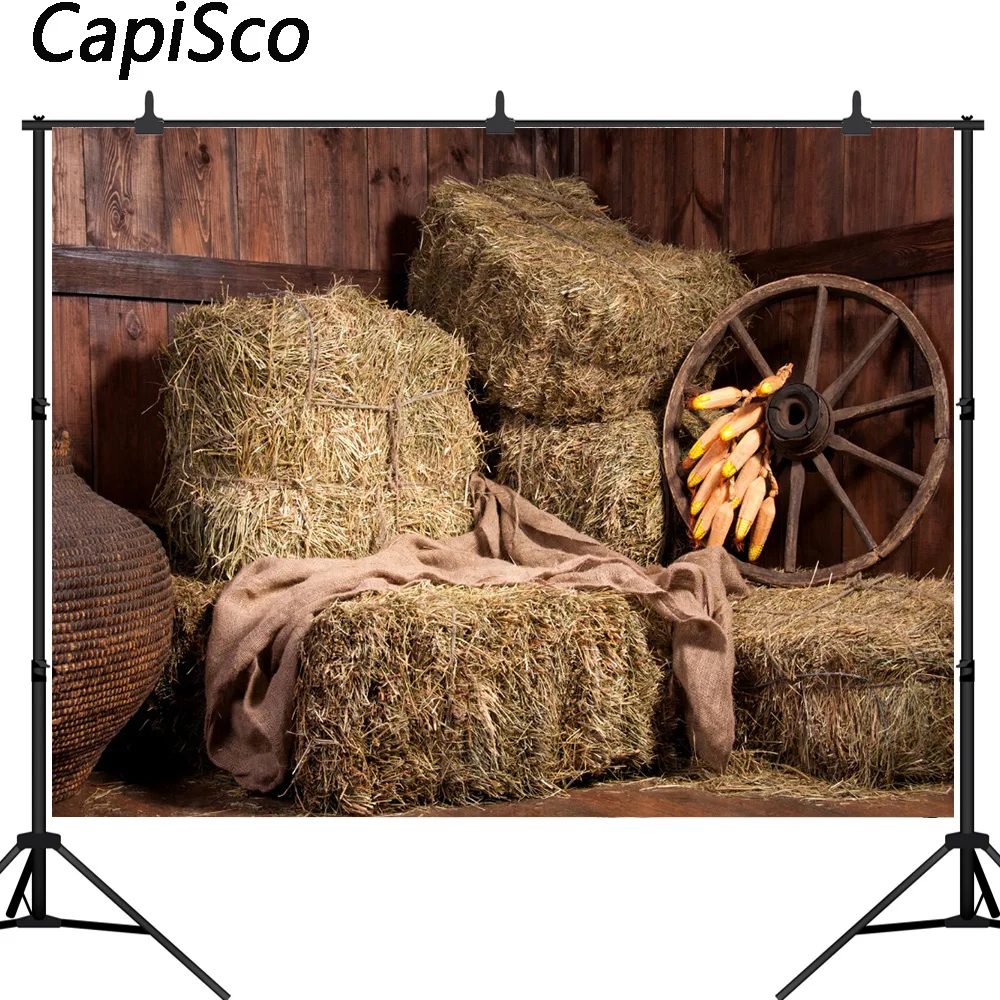 

Capisco Farm Barn Haystacks corn Interior Scene Baby Photography Backgrounds Customized Photographic Backdrops For Photo Studio
