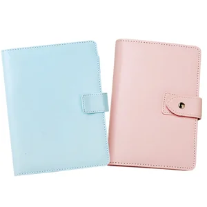 Блокнот мятно-розовый формата А5, планировщик с 6 кольцами со стильным дизайном, персональный органайзер с листьями, папка с магнитной застежкой