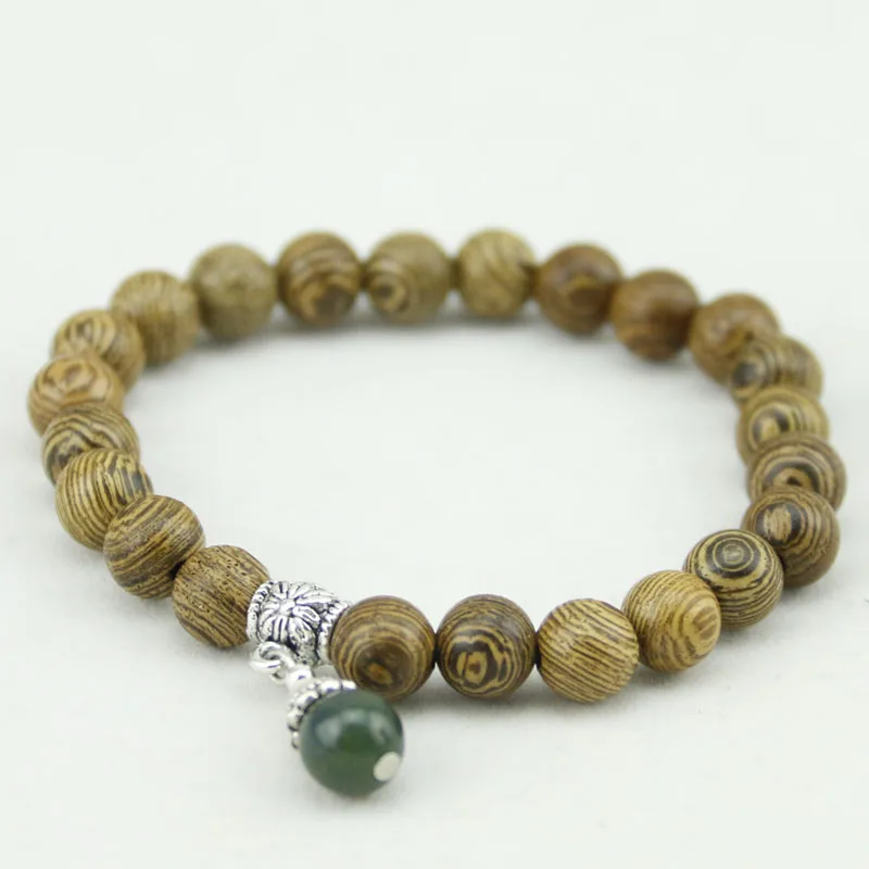 Буддистские молитвенные Бусины Из Натурального Коричневого Дерева браслет для