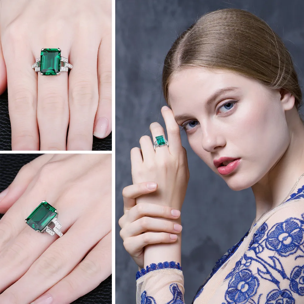 JewelryPalace Роскошные 5.9ct зеленый Nano русские создали изумруд коктейльное кольцо для