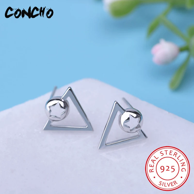 Кончо Jewelry 925 пробы серебро Треугольники серьги стержня для Для женщин вечерние