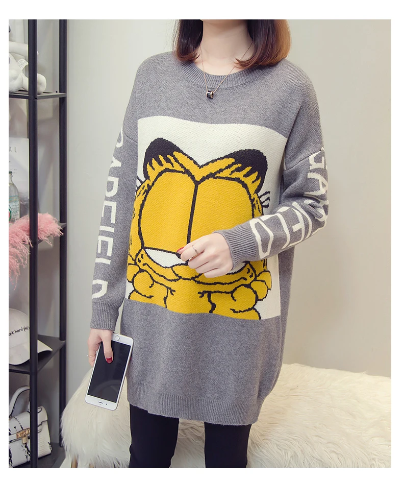 9885# толстые теплые кофты для грудного вскармливания с рисунком кота, осенне-зимние рубашки для кормления беременных женщин, свободные топы для беременных