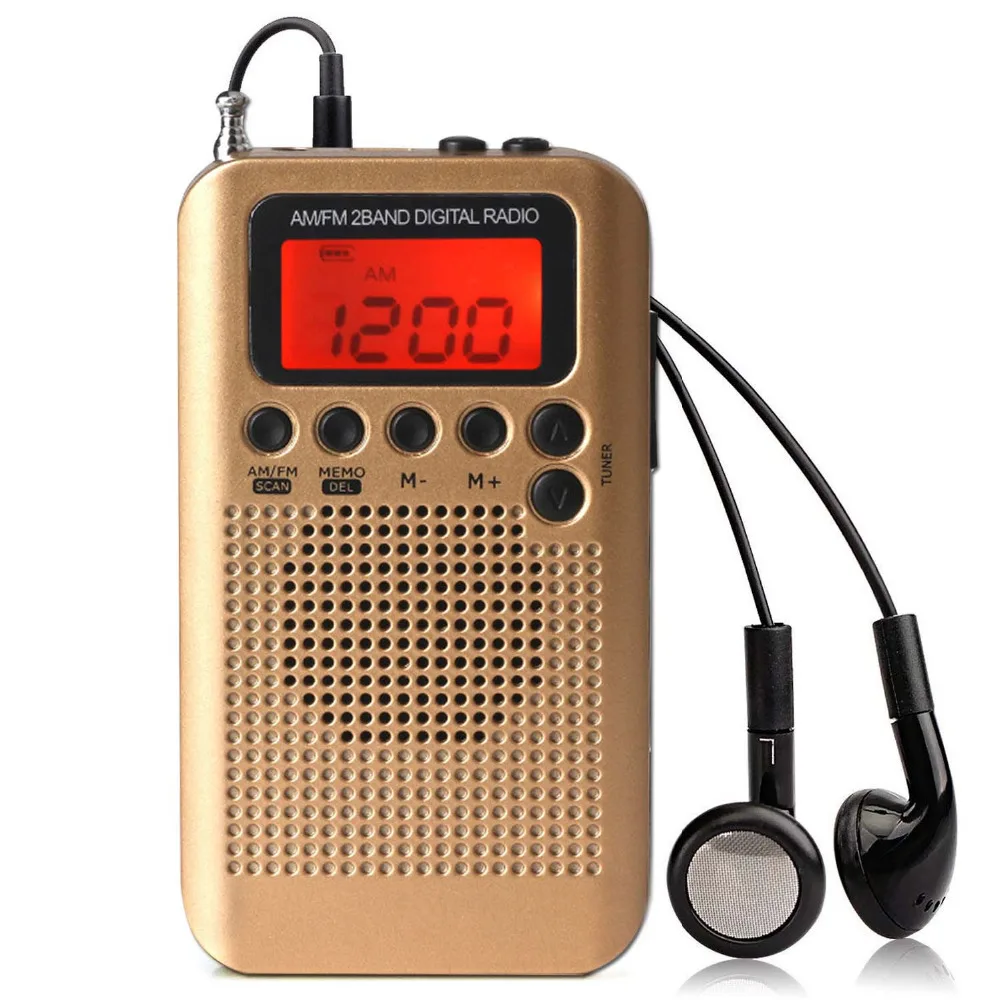 Мини lcd Цифровой FM/AM портативный радио динамик с будильником и функцией отображения времени 3,5 мм разъем для наушников и кабель