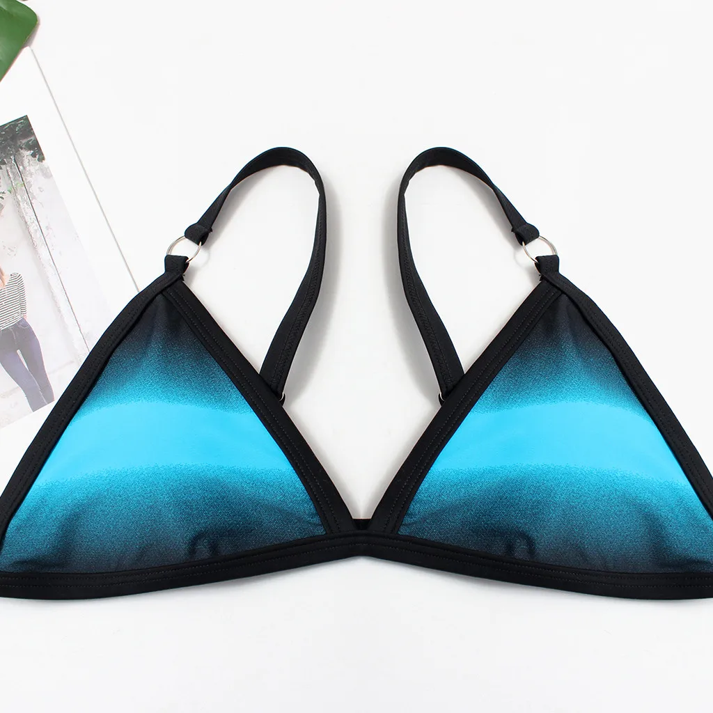 Женский купальник с низкой талией градиентное бикини синего/фиолетового цвета