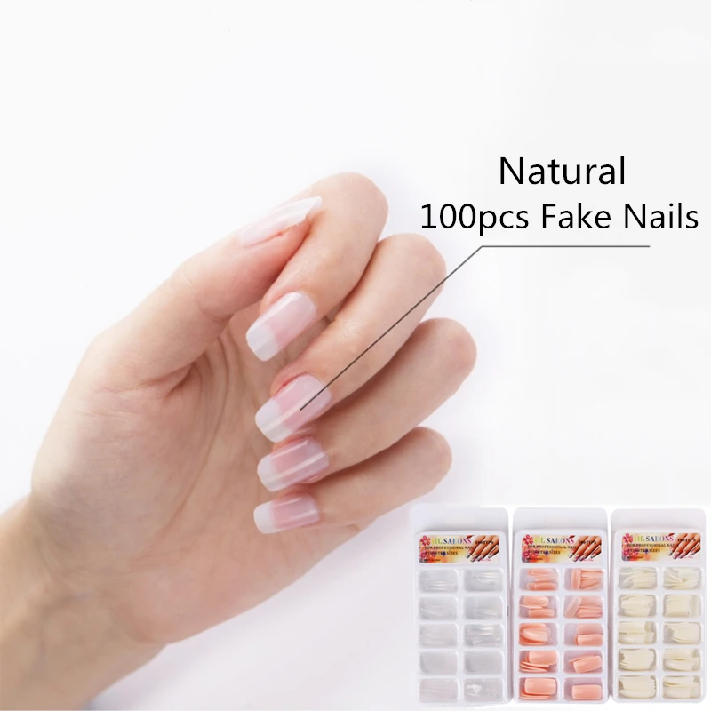 LULAA 100 шт накладные ногти французские Natrual Full Half нажмите на удлиненные съемные