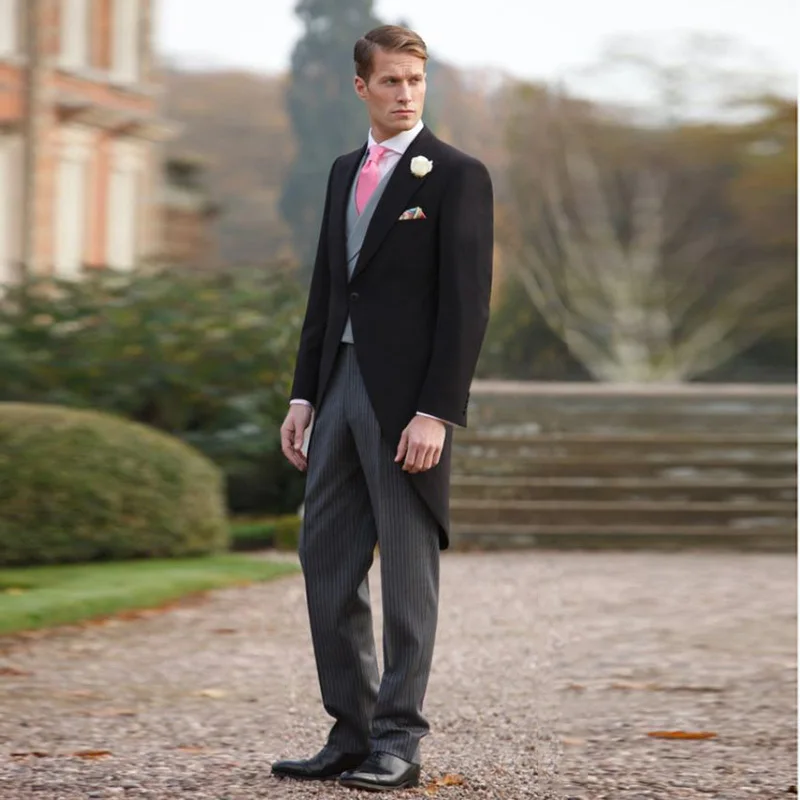 Длинные темно синие пальто фрак утреннее свадебные костюмы для мужчин мужской