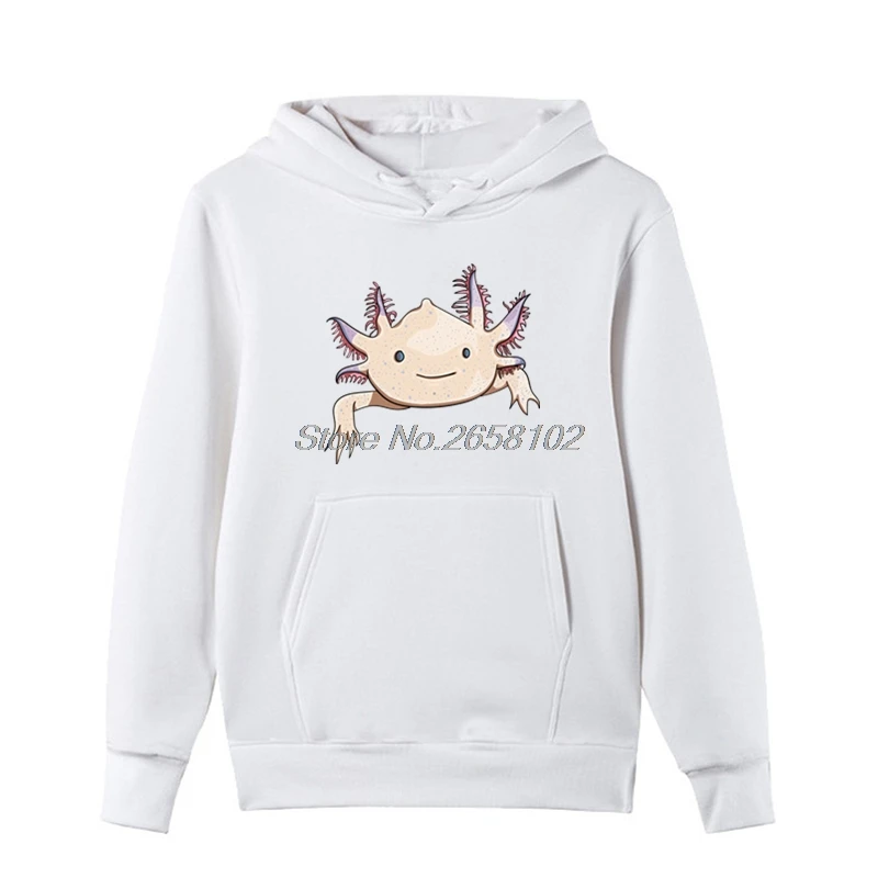 Axolotl друг Забавный мультфильм животных Печать мужские толстовки хлопок