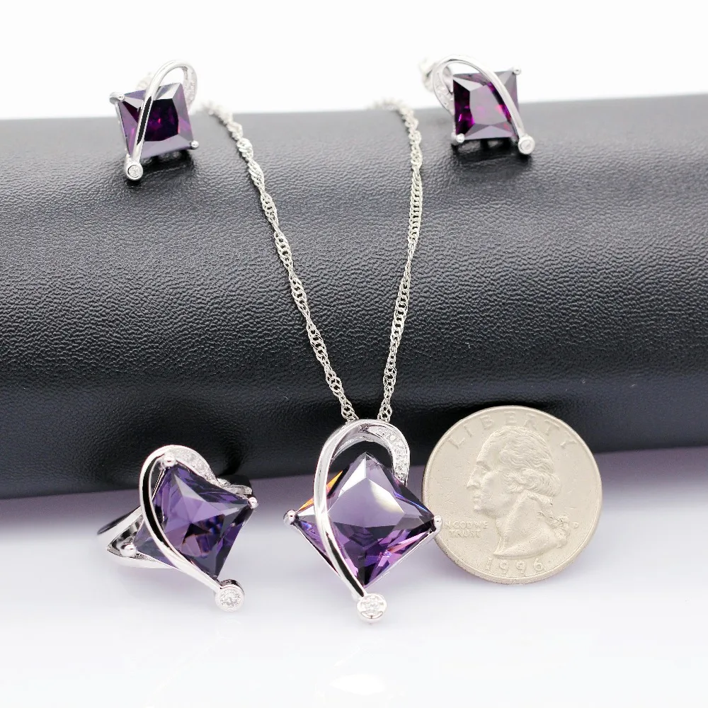 Almei квадратные ювелирные наборы зеленый горный хрусталь изделия Bijoux ювелирный