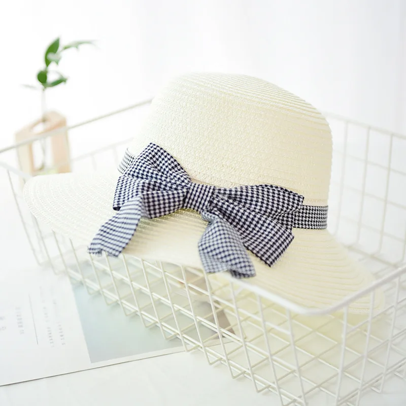 2019 Straw hat ladies summer fisherman Korea bow basin caps outdoor travel beach big along female women sun | Аксессуары для