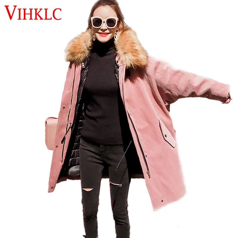 2017 зимний женский с капюшоном пальто утолщенная теплая длинная кирпично-красная