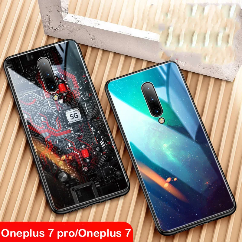 Новый стеклянный чехол для Oneplus 7 Pro One Plus 6 6T с рисунком из закаленного стекла