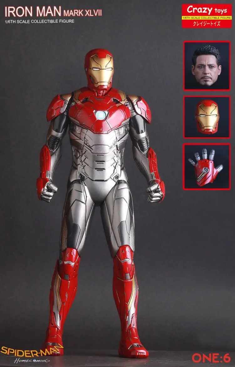 Сумасшедшие игрушки Marvel Мстители со знаком Железного человека XLVII Mk47 1/6 масштаб