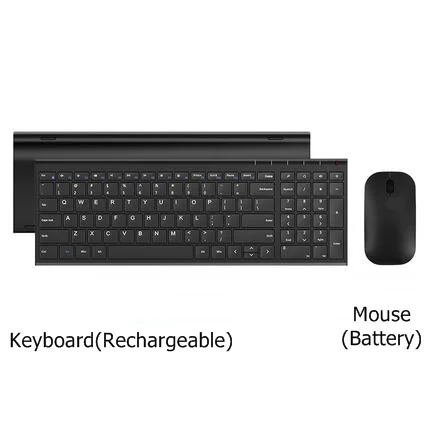 Black keyboard and m B. O. W HW193 металлическая пластина 2,4 ГГц Беспроводная клавиатура и мышь комбо, ультра тонкая клавиатура с эргономичным дизайном для ноутбуков стол, ПК - Цвет: Black keyboard and m