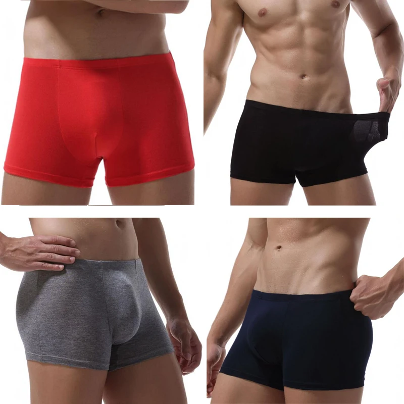 4 шт./лот бамбуковое Мужское нижнее белье боксеры хлопковое сексуальное мужское с