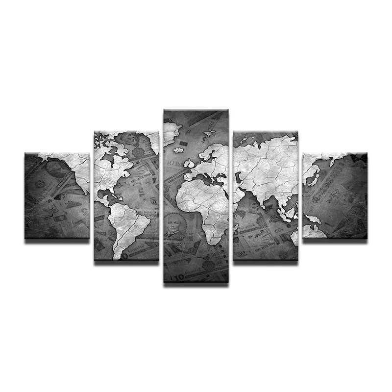 Абстрактная 3D Карта мира Холст Картина Глобус карты на деньги фон печать холсте для офисной комнаты
