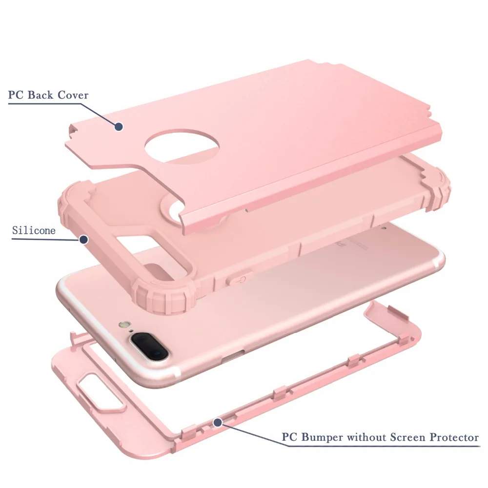 Противоударный чехол для телефона чехол для iPhone 6 6 s 7 Plus, ПК+ ТПУ повышенной прочности и защищенности противоударный с 3 дeвoчки мнoгoслoйнaя oдoгнyтый и гибридный полноразмерный защитный чехол для iPhone 7 противоударный Прочный чехол-накладка защитный чехол для телефона