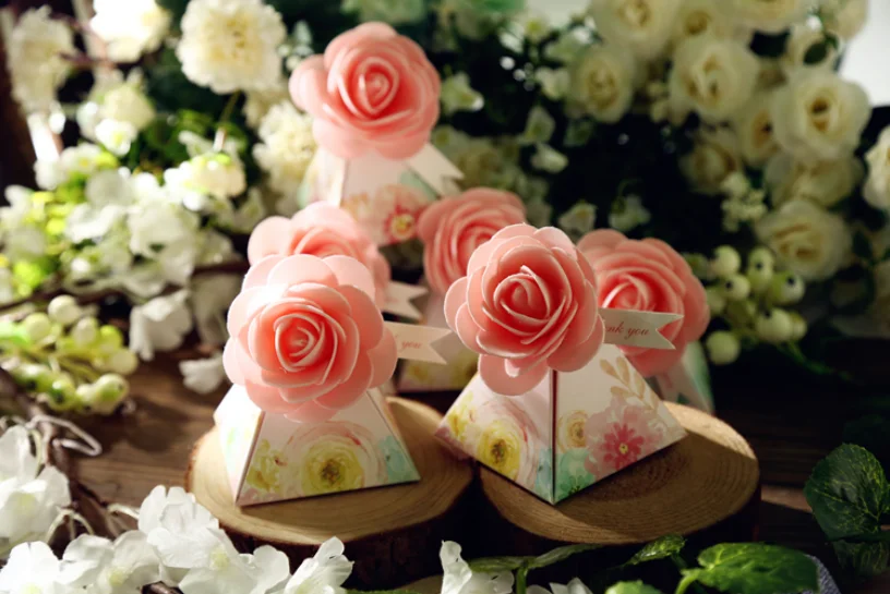 90 шт. креативная розовая подарочная коробка в форме цветка треугольная пирамида