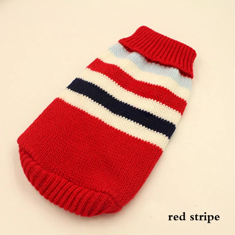 red stripe Дизайн Красочная набивная теплая зимняя для домашней Собаки Одежда для маленьких средних собак Щенок Чихуахуа Рождественский свитер 10E - Цвет: red stripe