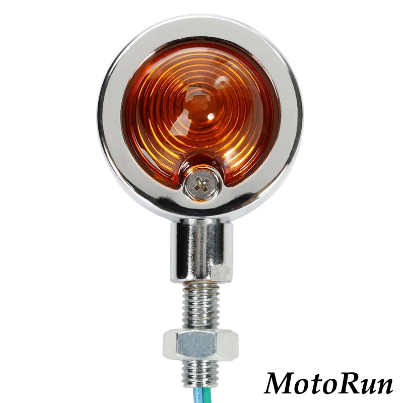 2-Pack Chrome Vintage-style Amber Light Turn Signals Indicators Blinkers for Harley-Davidson, Honda, and Kawasaki image 3