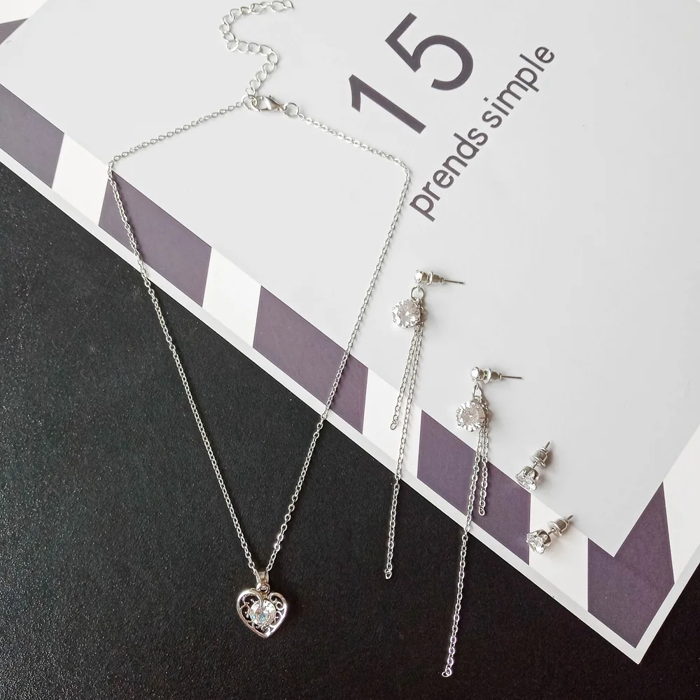 Сердце Zircon Цепочки и ожерелья серьги | Украшения аксессуары