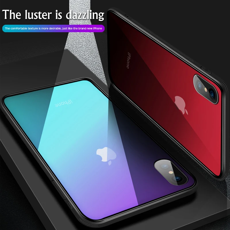 Чехол для телефона из закаленного стекла с прозрачным градиентом iPhone 11 Pro XS MAX XR X