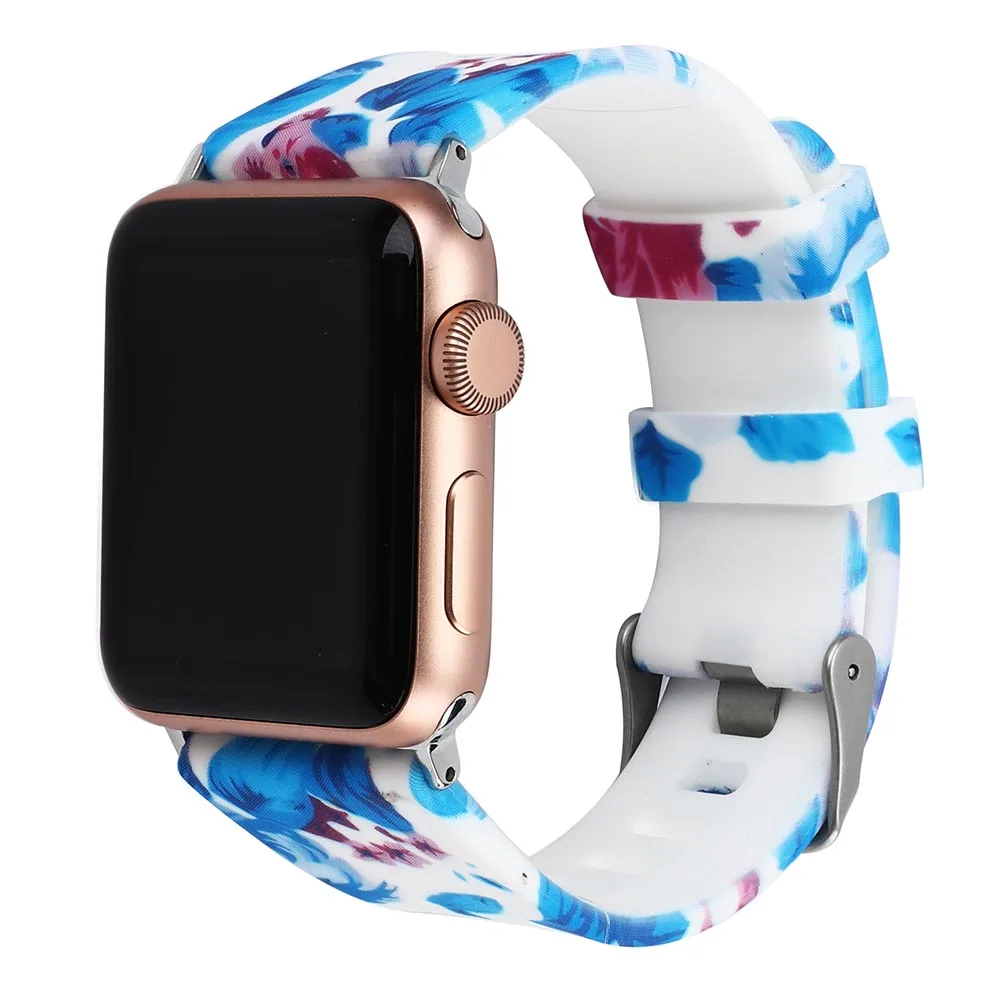 Ремешок спортивный из натурального силикона для Apple watch 3 2 1 4 Iwatch band 42 мм 38 44 40