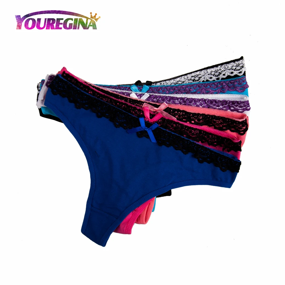 YN7285--Random color YOUREGINA, женские хлопковые трусы, стринги, Femme String Calcinha, нижнее белье Танга, стринги, нижнее белье, сексуальные трусики, 6 шт./лот - Цвет: YN7285--Random color
