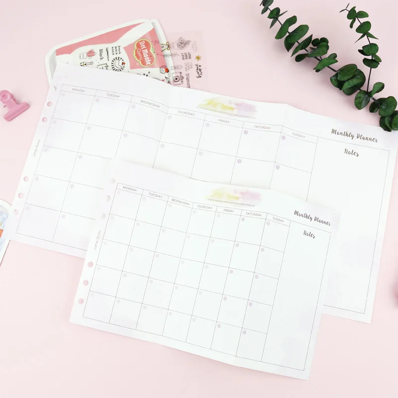 

Jamie Notes Pink Korean 6 Holes Notebook Refill Monthly Planner Folding Filler Paper Inside Core A5A6 School Stationery Supplies