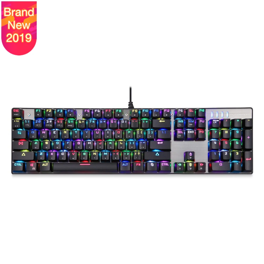 CK104 игровая Проводная Механическая клавиатура 104 клавиш настоящий RGB синий переключатель светодиодный с подсветкой анти-ореолы mag безопасный для MOTOSPEED