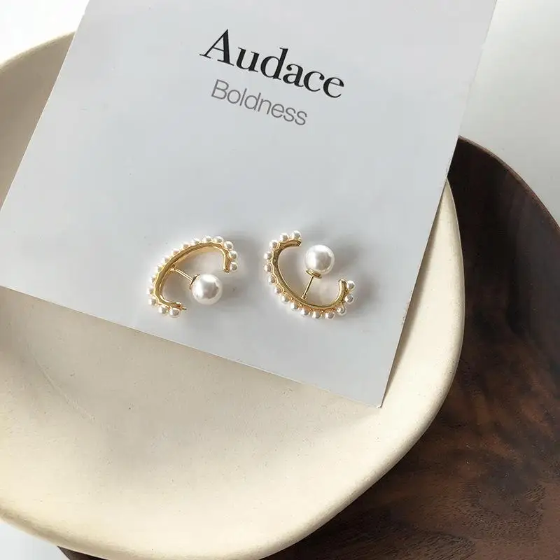 stud Новые модные креативные жемчужные серьги стильные персонализированные украшения дизайн для женщин серьги-гвоздики для свадьбы/вечерние - Окраска металла: stud