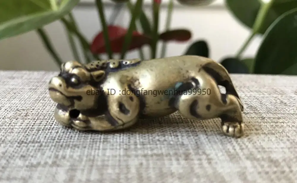 Китайский бронзовый медь фэн шуй злой дух Фо Собака Лев отважный солдат статуя |