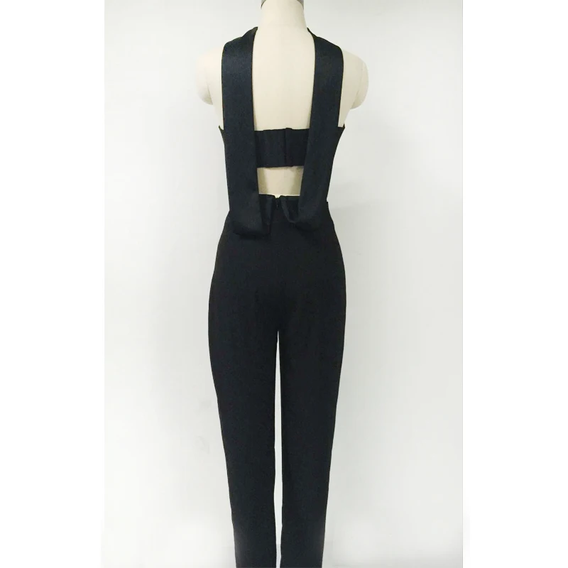 Сексуальный длинный Шелковый комбинезон с лямкой на шее|halter jumpsuit|silk jumpsuitsexy halter