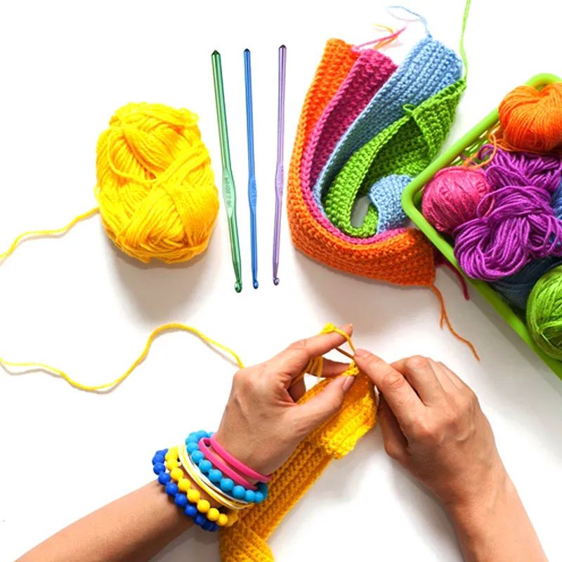 14 шт Разноцветные Алюминиевые крючки для вязания крючком спицы крафт пряжа 2-10 мм