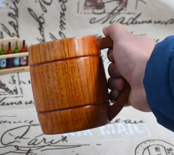 1pc Classic Style Natural Wood Cup Wooden Beer Mugs Drinking For Party Novelty Gifts Eco-friendly 320ml | Дом и сад