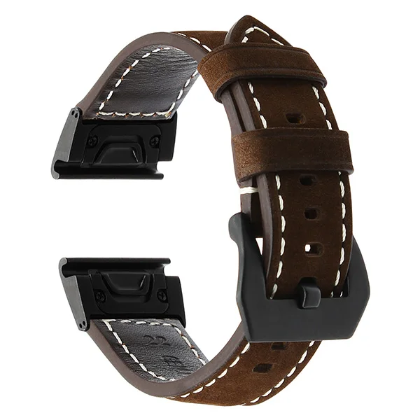 26 мм Easy Fit пояса из натуральной кожи ремешок для Garmin Fenix 3/3 HR/5X/5X плюс часы Quick Release сталь застежка браслет - Цвет ремешка: Dark Brown