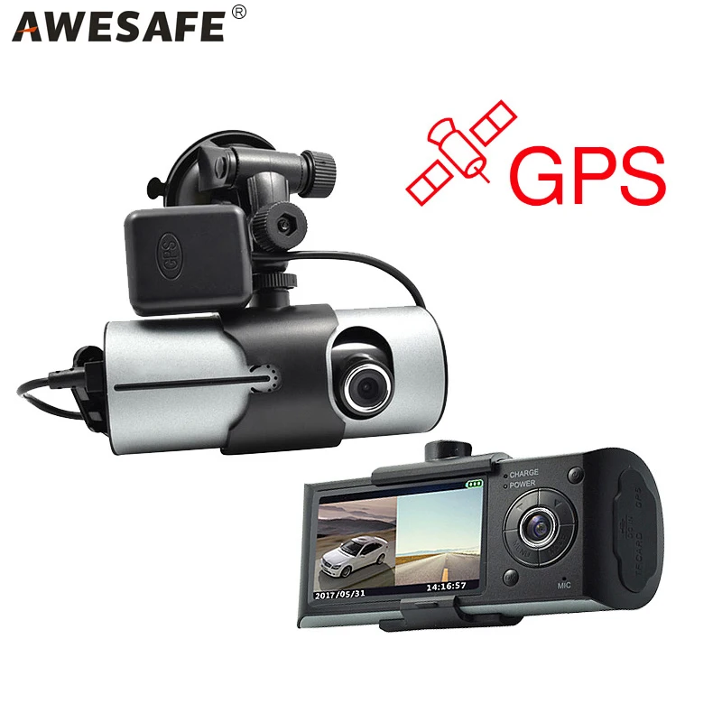 AWESAFE X3000 Видеорегистраторы для автомобилей gps Logger с двойной камеры транспортных