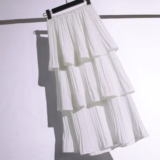 Большие размеры осенняя винтажная Женская белая многослойная юбка милая